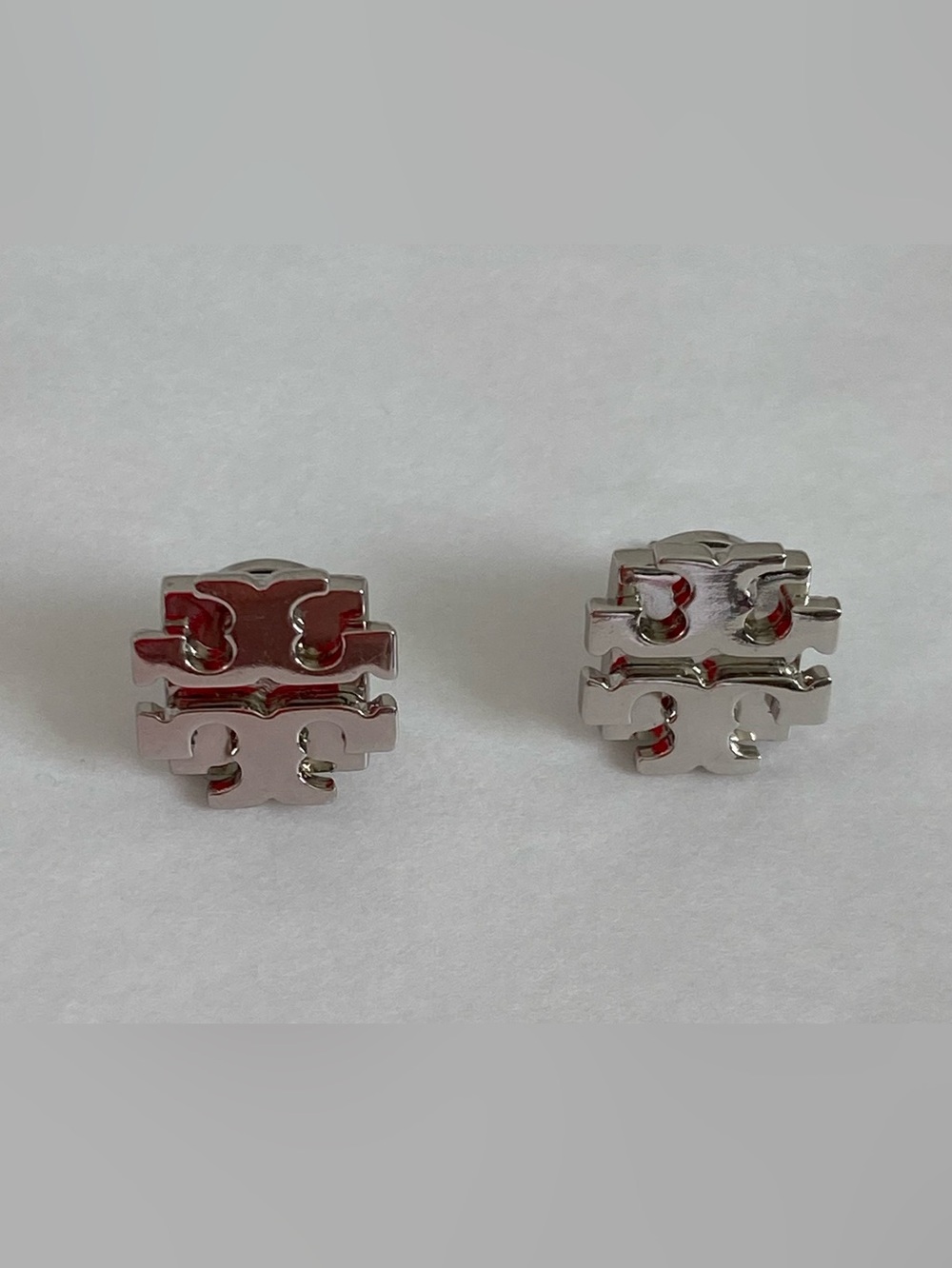 Tory Burch Silver Logo Stud Earrings Never Worn